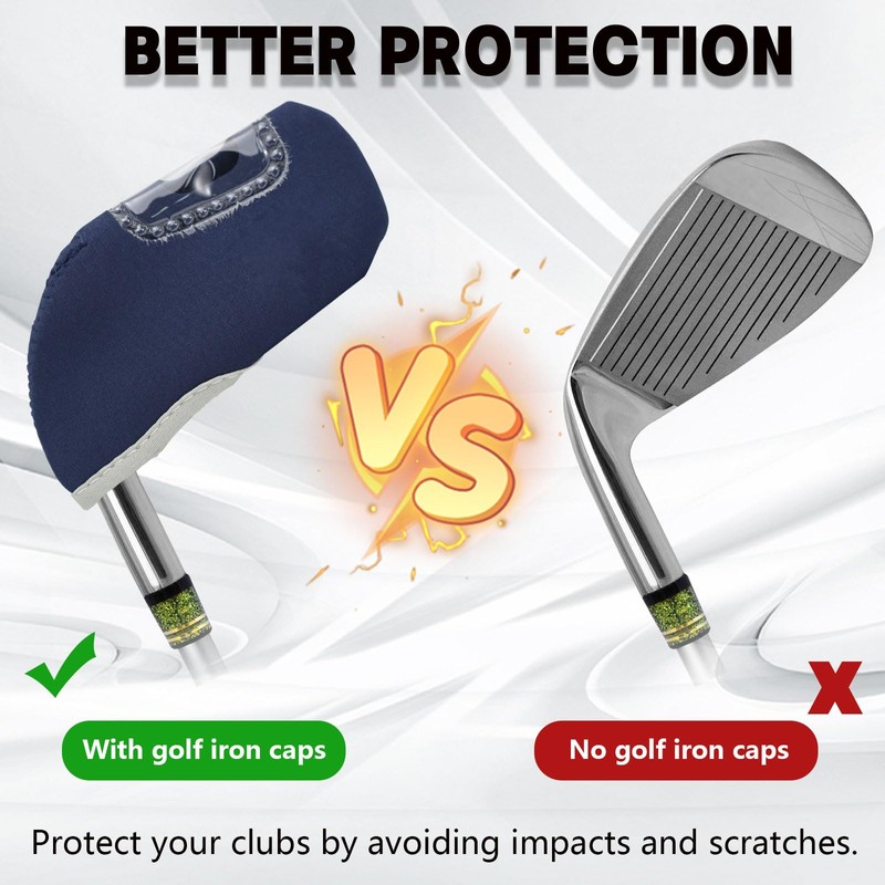 10Pcs Golf Covers Golf Wedge Headcovers Golf Club with See