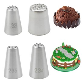 4 paquetes de boquillas de glaseado de hierba, juego de boquillas de glaseado de crema de hierba, herramientas de repostería de acero inoxidable para decorar pasteles y galletas, herramientas de