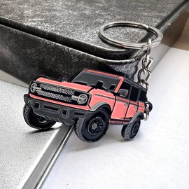 LSAUTO Car Keychain Compatible with Ford Bronco. Alloy Car Pattern Keychain. Key Accessory. (Pink)