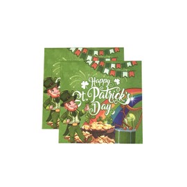 40Pcs Happy St. Patrick's Day Charm Lucky Prints Disposable Paper Napkin Green Lunch Napkin for Home Dinner Buffet Tableware Party Supplies 6.5in