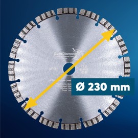 EDW professional diamond cutting disc Turbo Supercut, standard universal for all building materials, for concrete, concrete slabs, paving stones, masonry, perfect for reinforced concrete, fights through pine iron, also for reinforced materials.