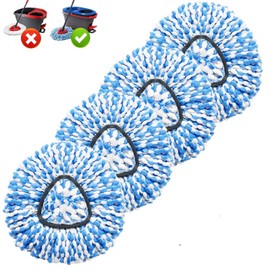 4 Pack Mop Replace Heads for O Cedar Rinse Clean 2 Tank System, Spin Mop Replacement Head, Fluffy Microfiber OCeda Mop Refill Replace Head, Machine Washable