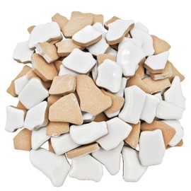 Irregular Ceramic Mosaic Tiles, 1.7cm-3.9cm, 500g, Ceramic Mosaic Tiles for Crafts, Ceramic Mosaic Pieces for Home Decoration or Crafts, Mosaic Accessories (White)