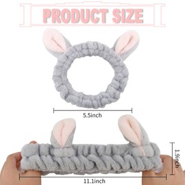 Wzenclave 3 Pack Cute Coral Fleece Elastic Face Wash Headband Bunny Ear Headband Cat Ear Hair Bands Bear Ear Head Band for Washing Face Makeup Shower Bath Sport Makeup Removal for Women & Girls