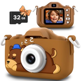 Slothcloud Cartoon Kids Selfie Camera,Festivals Gifts for Boys Age 3-12,HD Kids Digital Video Cameras for Toddler,Toys for 4 5 6 7 8 Years Old Teens with 32GB SD Card,Christmas Birthday Gifts for Boys