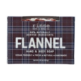 Rinse Bath & Body Flannel Soap - Shea & Cocoa Butter | Clean, Sharp Smell | Almond and Coconut Oil | Gluten Free | Vegan Friendly | 4.25oz