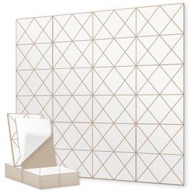 12 Pack Felt Acoustic Panels, 16"x12"x0.4" Large Acoustic Wall Panels, Self-Adhesive Sound Absorbing Panels for Recording Studios & Offices, White Felt+Camel Decorative Acoustic Panels