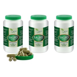 Vita Ideal Vegan® Sage Leaves 3 x 360 Capsules Salvia Officinalis Daily Serving 700 mg Sage Leaves Pure Powder Vegetable Natural and No Additives