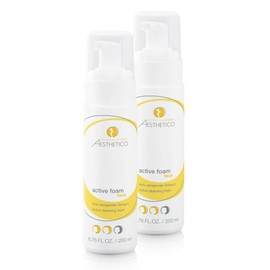 AESTHETICO Active Foam Cleansing Foam for Acne and Blemished Skin, Deep Pore Facial Cleansing with Glycol and Salicyl Substances, 2 x 200 ml
