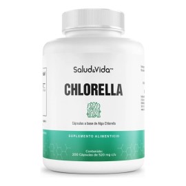 Alga Chlorella 1500mg por Porción (3 Cápsulas al día) - Pared celular rota - 200 Cápsulas - Con Chlorella Orgánica - S&V - Sin Gluten y Sin OMG