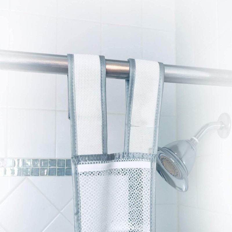 Skywin 1 Pack Shower Liner With Pockets, Hanging Mesh Shower