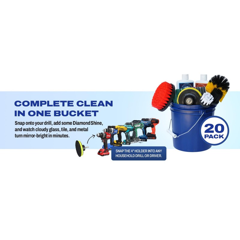 Complete Hard Water Stain Drill Cleaning Kit – 20 Piece