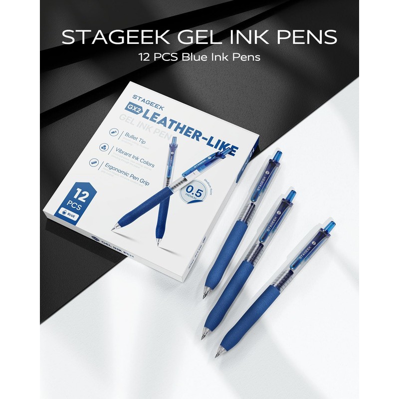 STAGEEK 0.5mm Gel Pens Fine Point Smooth Writing Pens, 12PCS