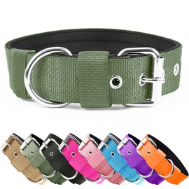 Heavy Duty Tactical Dog Collar - 1.5" Width Military Durable Thick Nylon with Adjustable Metal D Ring & Buckle Working Training K9 Collar for Medium Large Dogs (XL(23"-26"), Army Green)