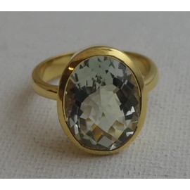 Gruner Amethyst Oval Vergoldet Sterling Silber Ring - Natürlicher Edelstein - Geburtstagsgeschenk - Weihnachtsgeschenk - Handgefertigte Geschenkideen für Frauen (US Size 6 / Diameter 16.5 / EU 52)