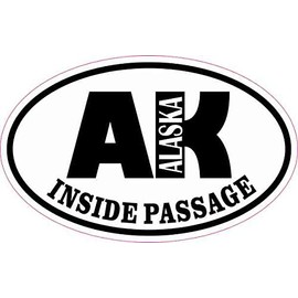 StickerTalk Oval AK Inside Passage Alaska Vinyl Sticker, 4 inches by 2.5 inches