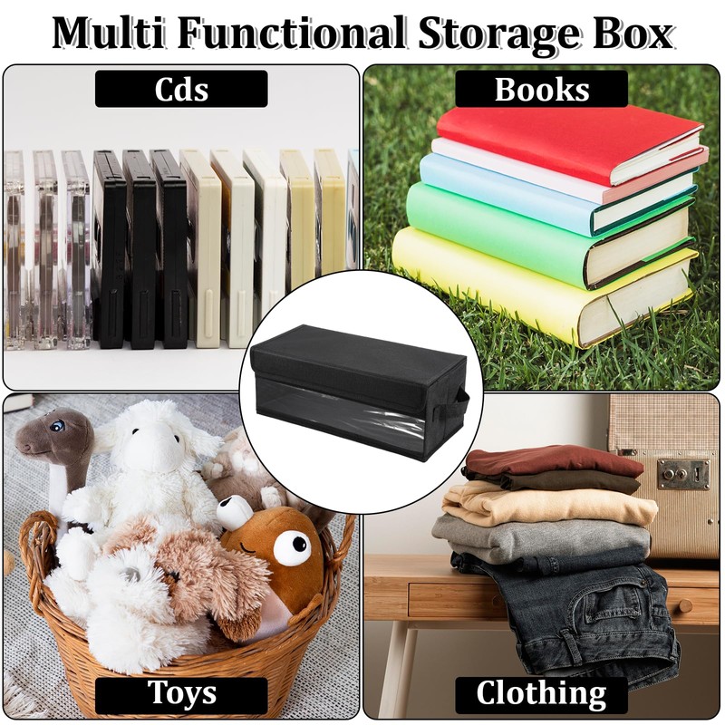 Lyksgir 4 Pack CD Storage Box with Visible Window, Stackable