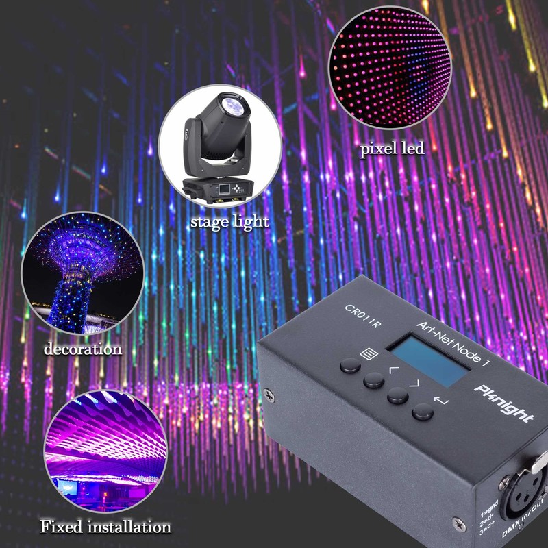 Pknight ArtNet DMX Ethernet Lighting Controller Interface, 5-Pin XLR, 1-Universe