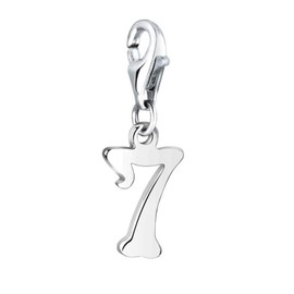 Nenalina 713262-000 Number 7 Birthday Carabiner Charm Pendant for Charm Bracelet 925 Sterling Silver, Sterling Silver, No Gemstone