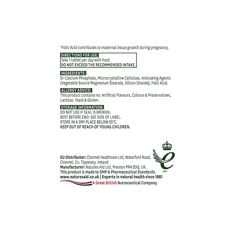 Natures Aid Folic Acid 90 Tablets