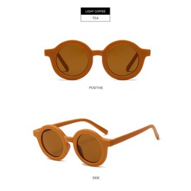 YAMEIZE Children's Sunglasses UV400 Protection Flexible Rubber Lenses for Children Boys and Girls 2-7 Years, Lightweight Coffee Frame & Tea