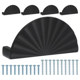 PATIKIL 3" (76mm) Drawer Cup Pulls, 5 Pack Solid Brass Flat Drawer Handles Knobs Furniture Handle for Kitchen Dresser Hardware, Black