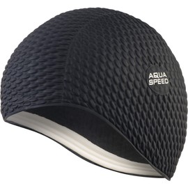 Aqua Speed Bombastic Women's Swimming Cap Girls Long Hair Women's Swimming Cap Extremely Stretchy Swimming Cap Warm Women's Swimming Cap for Long Hair Latex Black 07