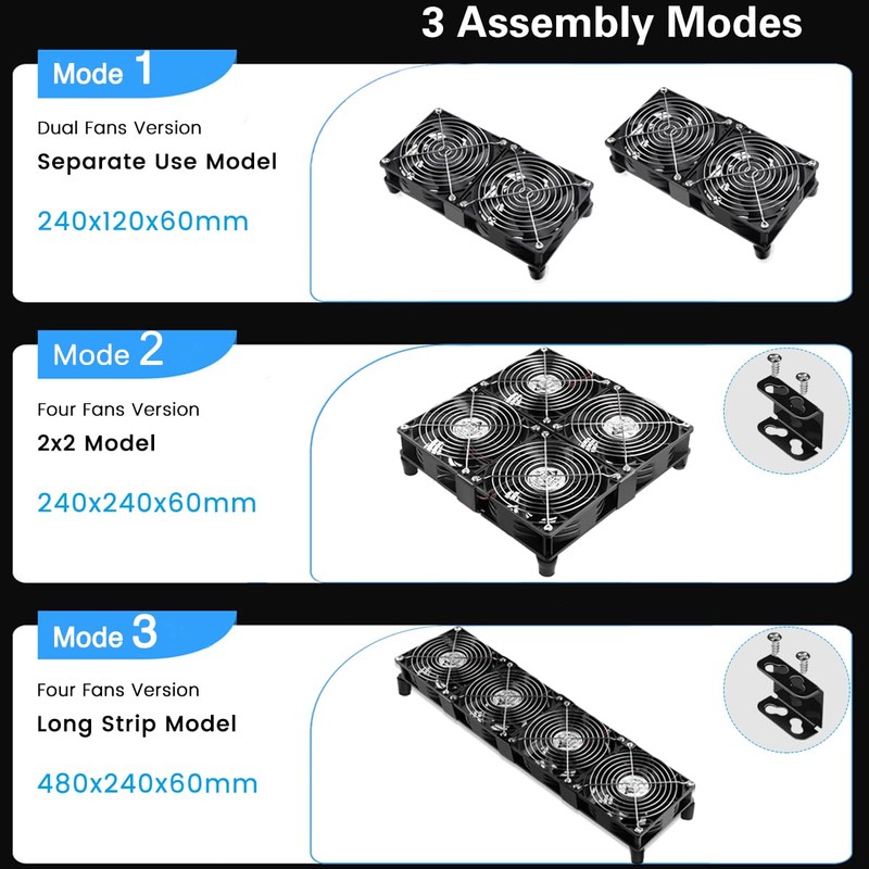 GDSTIME 4x120mm Powerful Computer Fans with AC Powered 100V 240V