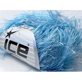Light Blue Extra Long Eyelash Yarn Ice Luxurious Fun Fur 50gr 38yds 13022
