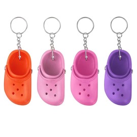 Tyrzol 4 PCS Mini Shoe Keychain Keychain Accessories Funny Backpack Pendant Keychain Shoes Shaped Pendant Keychain Multi Color Key Buckle for Birthday Gifts Party(Purple+Orange+Pink+Peach Red