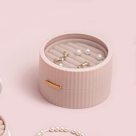 WANGCL Portable Small Jewellery Box for Rings Earrings Necklace Pink