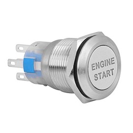 Start Button 12 V, Engine Start Button, 12 V Waterproof LED Button Switch Ignition Starter On/Off Car Engine Button (Silver)