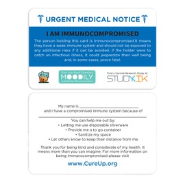 I Am Immunocompromised Assistance Card 5 pcs