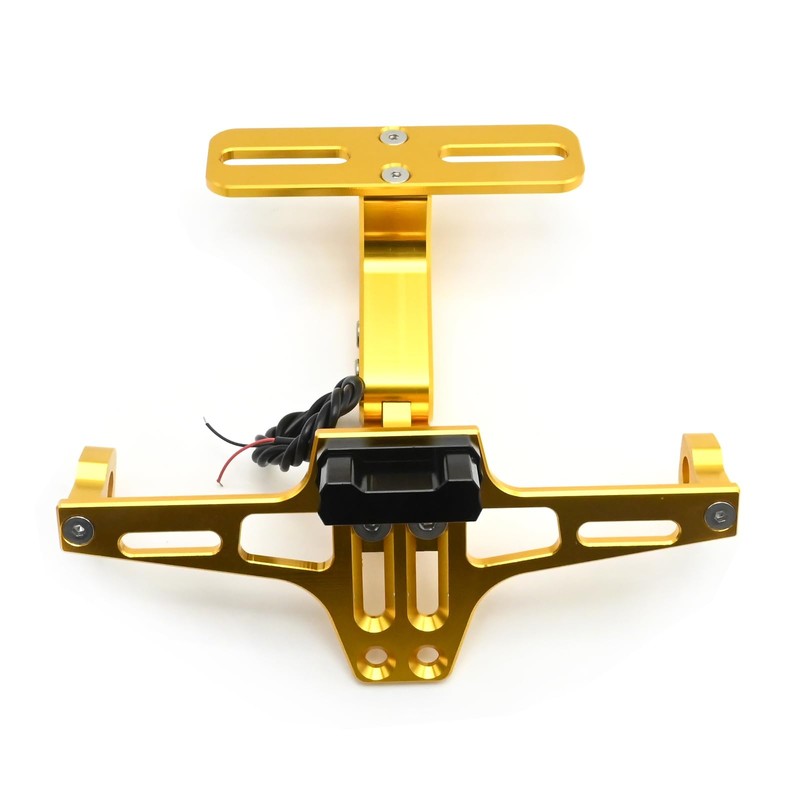EATAKWARD Universal Motorcycle License Plate Bracket Holder, Gold License Plate