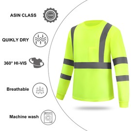 YZC·Motivation Hi Vis T Shirt 12pcs, High Visibility Shirts for Men Women Work Safety Shirts with Reflective Strips and Pocket 2XL Yellow