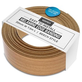 WoodPress® 30mm Beech Wood Style Laminate Melamine Edging, Pre-Glued Veneer Tape – 7.5m Roll - Iron-On for Easy DIY Application – Will Cover the Edge of a Standard MDF Panel