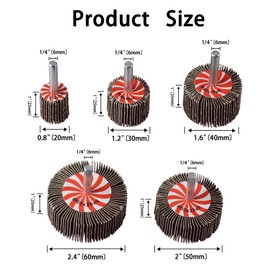 ONLISUM Abrasive Flap Wheel Sander 50 Pcs 1 x 1 x 1/4 Inch 80 Grits Die Grinder Flap Wheel 1/4 Inch Shank Cylindrical Shape Sanding Wheel for Remove Rust and Weld Burr