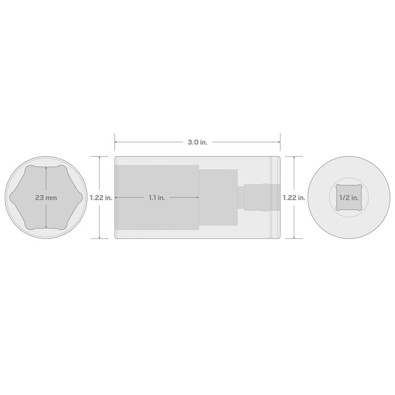 TEKTON 1/2 Inch Drive x 23 mm Deep 6-Point Socket