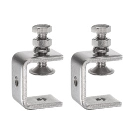 HARFINGTON 2Pcs Stainless Steel C Clamps Mini 1" Wide Jaw Opening Small Metal U Clamp for Woodworking Welding Building Household Mounting