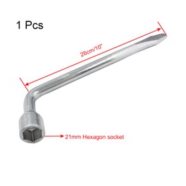 Piutouyar 21mm Car Spare Tire Wrench, Heavy Duty Tire Lug Wrench, Hexagon Slotted End Socket L-shaped Repair Tool