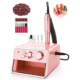 Electric Nail Drill Machine, Professional Electric Nail File for Dip Powder Nail Filer, Efile Manicure and Pedicure Tools with Storage Nail Accessories Function for Grinding Polishing Trimming，Pink