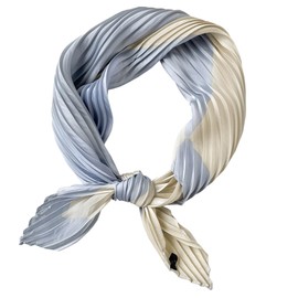 Lutesa Women's Scarf, Pleated Print, Neckerchief, 27.6 inches (70 cm), Bag Decoration, Hair Ornament, Stylish, Spring, Summer, Office, Commuting, Travel, blue (light)
