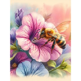 Acudotr Diamond Painting Kits for Adults, 5D DIY Bee Diamond Art kits for Beginners, Full Drill Diamond Painting Kits for Home Wall Decor, Flower, 12x16 Inch