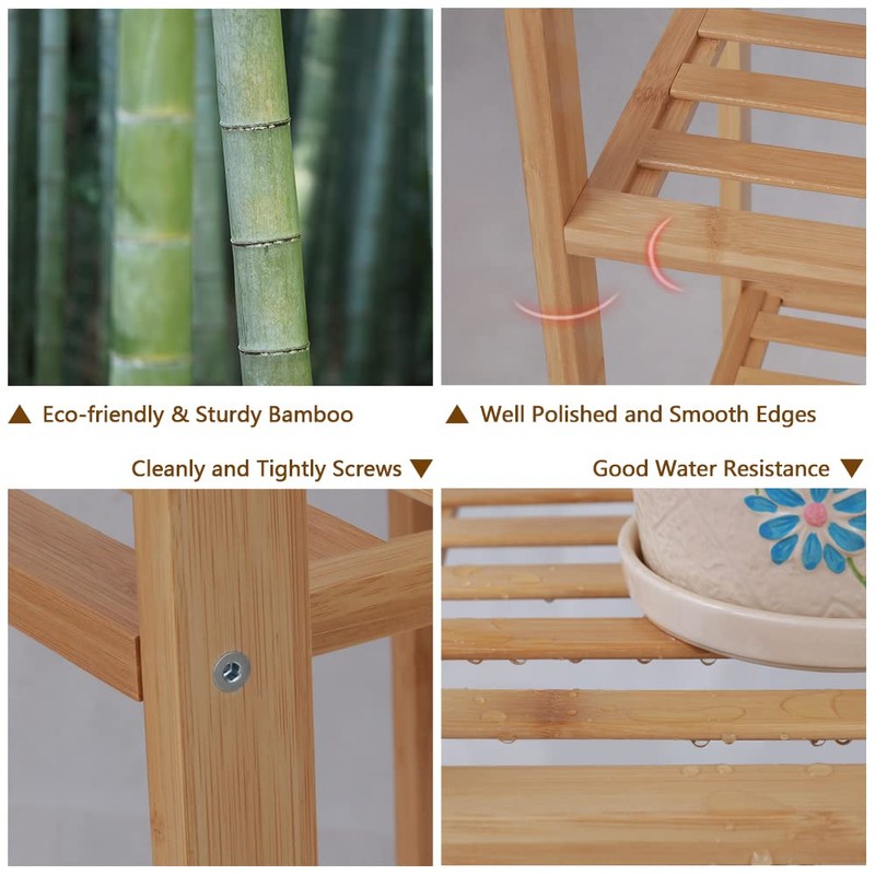 Ufine Bamboo Garment Rack 6 Tier Storage Shelves Clothes Hanging