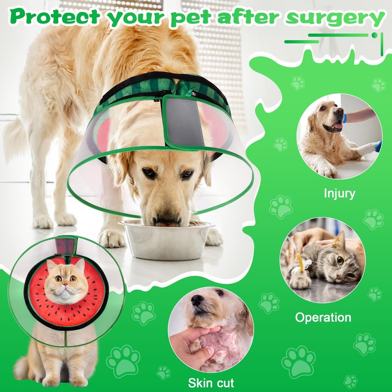 CNEO Inflatable Dog Cone Collar with Detachable Enhanced Anti-Licking Shield,