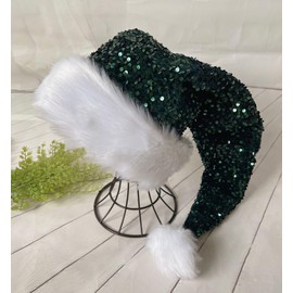 YYCRAFT Long Hunter Sequin Santa Hat Deluxe Christmas Hat for Adults Unisex New Year Festive Party Christmas Supplies 1 pack