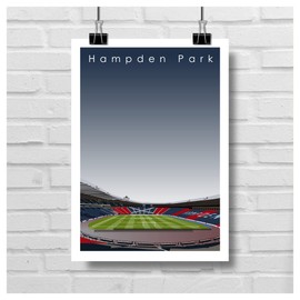 GroundDesigns HAMPDEN PARK Football Gift Stadium Art Unframed A3 Print SCOTLAND