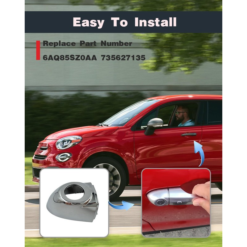 OWNDR Chrome Exterior Door Handle Cap Fit for Fiat 500X