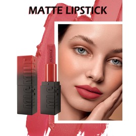 Matte Lipstick Nude Pink, Nude Matte Lipstick Long-Lasting Lip Makeup Waterproof Smudge Proof for Women,Silky Velvet Moisturizing Lip Stick High Impact Lip Color Lip Gloss Balm Gift for Girls-02