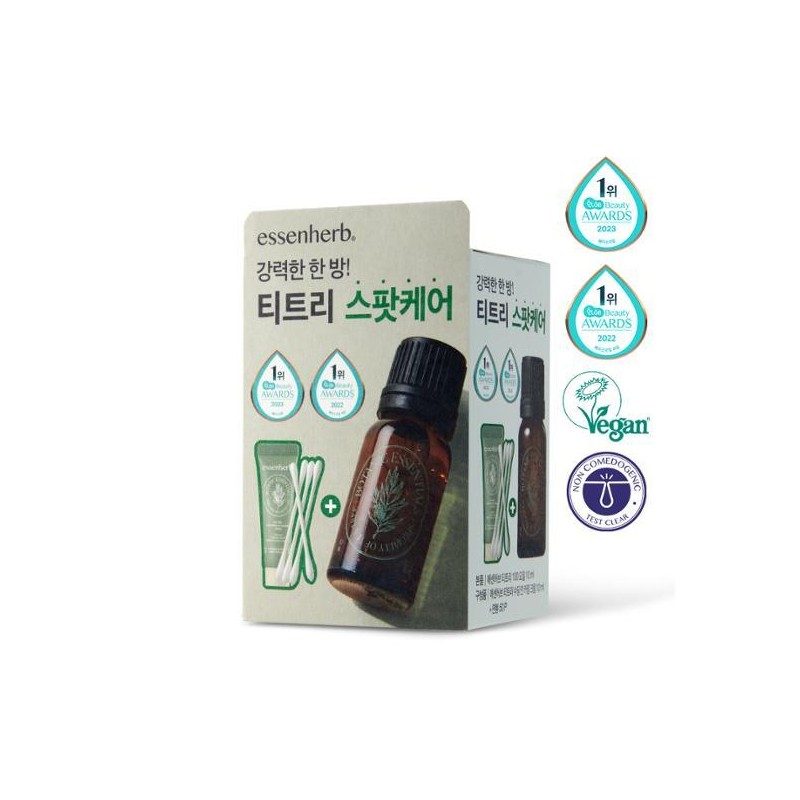 essenHERB Tea Tree 100 Oil 10mL Special Set (+Cream 10mL+Cotton